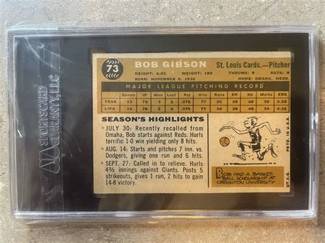 Topps Bob Gibson Hof St Louis Cardinals Sgc A Graded Ebay