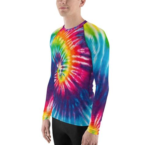 Mens Tie Dye Rash Guard Rainbow Long Sleeve Gym Yoga Etsy