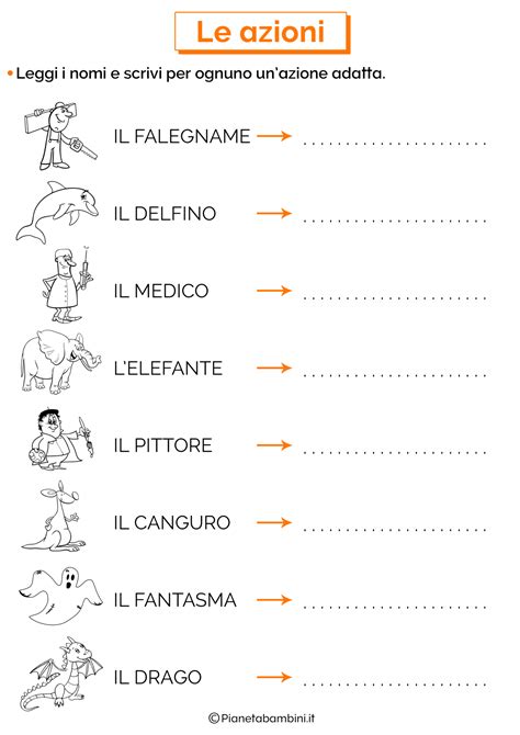 Azioni O Verbi Esercizi Per La Scuola Primaria Pianetabambini It