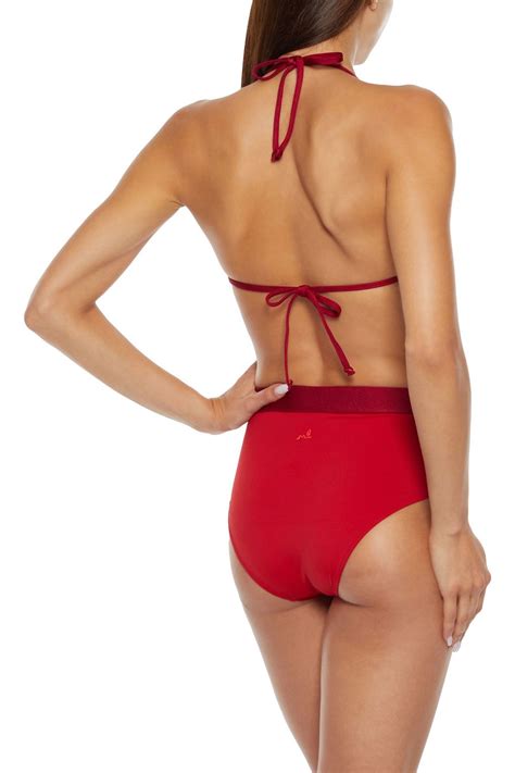 Morgan Lane Avery Belted Two Tone High Rise Bikini Briefs The Outnet