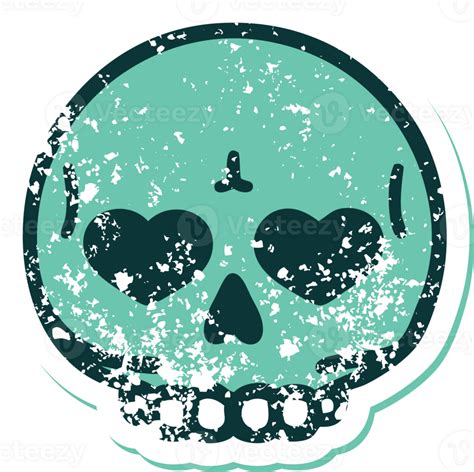 Iconic Distressed Sticker Tattoo Style Image Of A Skull 44938302 Png