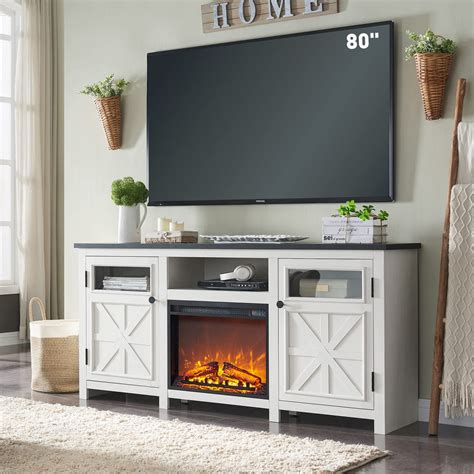 Jxqtlingmu Fireplace Tv Stand For 80 Inch Tv Farmhouse Highboy Entert Home And Clothes Go Shop