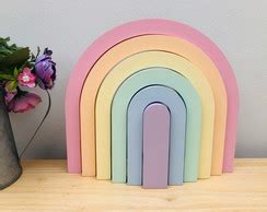 Decoração Arco Iris em MDF 7 Aros Elo7 Produtos Especiais