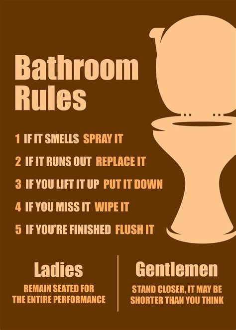 Funny Bathroom Rules Poster Picture Metal Print Paint By