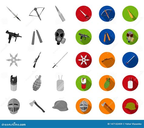 Types Of Weapons Monochrom Icons In Set Collection For Design Firearms