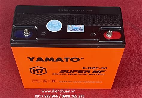 Bình ắc Quy Yamato H7 6 Dzf 30 12v 30ah Bình Cao Cấp Màu Vàng Cam