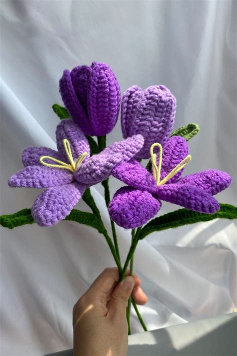 Crochet Tulip Flower Bouquet For Sale