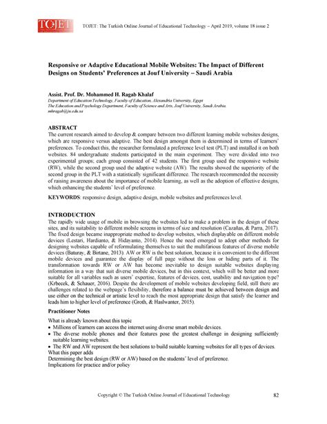 Responsive or Adaptive Educational Mobile Websites The Impact of