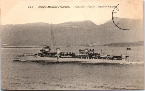 Bateaux De Guerre Le Carabine Carte Postale Ancienne Ref Vp Eur