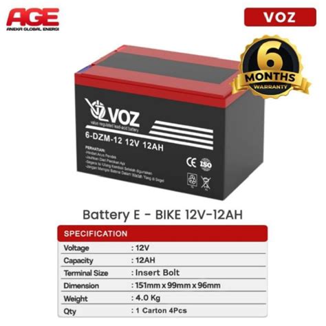 Jual Voz Vrla Fm V Ah E Bike Baterai Aki Kering Sepeda Listrik