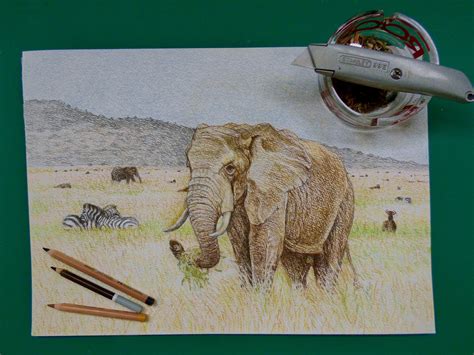 Elephant Art Serengeti Tanzania Work In Progress April 17 So