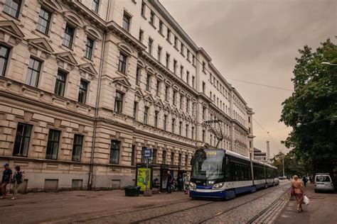 Riga Latvia August Skoda T Tram In The Streets Of Riga