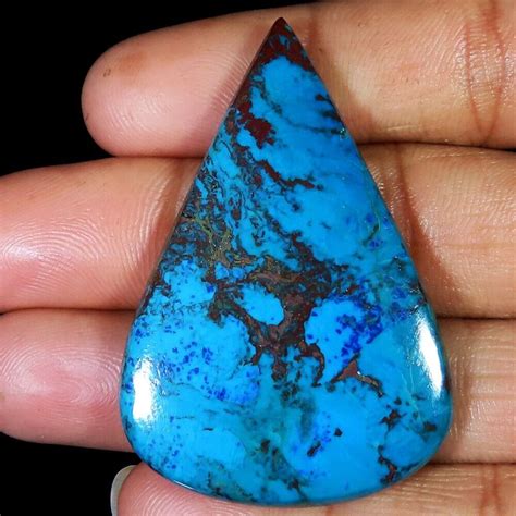 X X Mm Size Cts Natural Azurite Pear Cabochon Loose