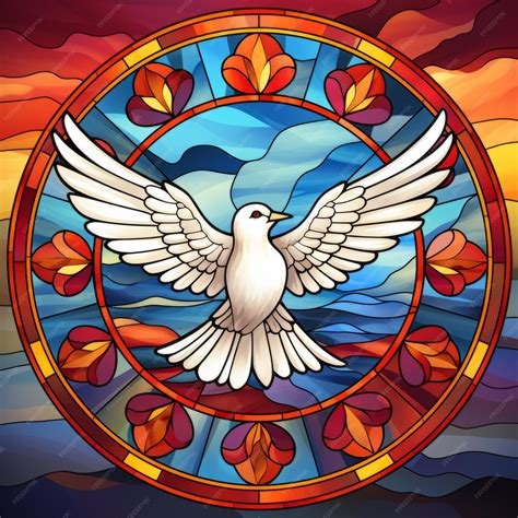 Premium Ai Image Stained Glass Dove Of Peace