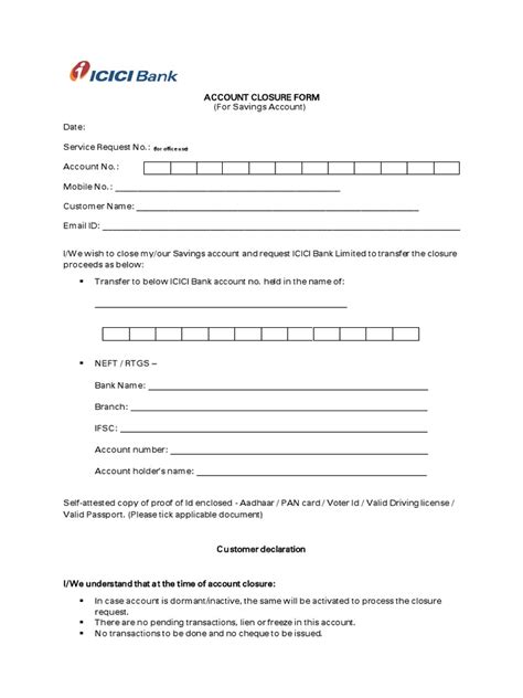 Account Closure Format Icici | PDF