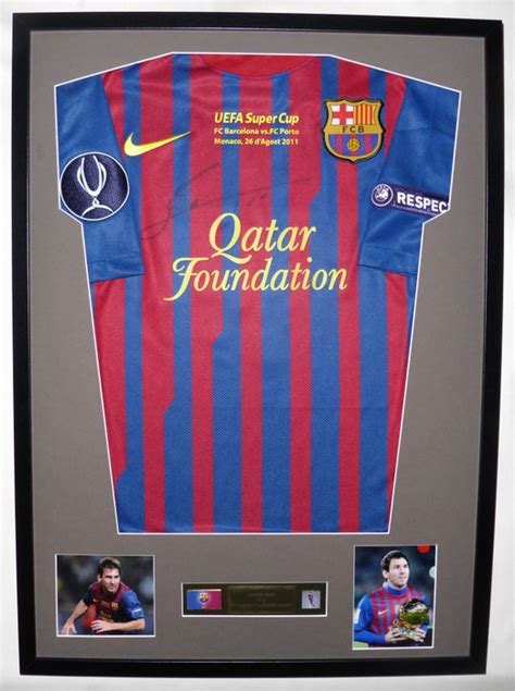 Lionel Messi Hand Signed Framed Nike Shirt Fc Barcelona Uefa Final