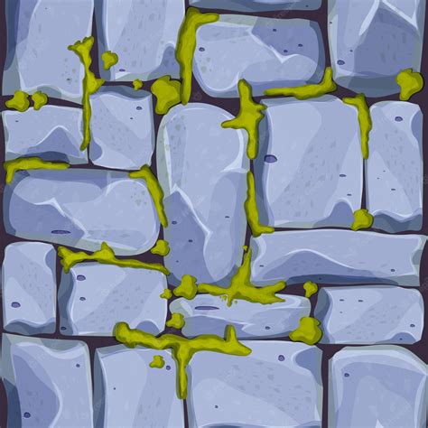 Premium Vector Stone Wall Pavement From Bricks Rocks With Moss Game Background In Cartoon