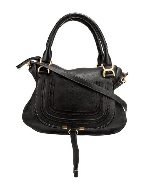 Chloé Solid Leather Shoulder Bag Black Shoulder Bags Handbags