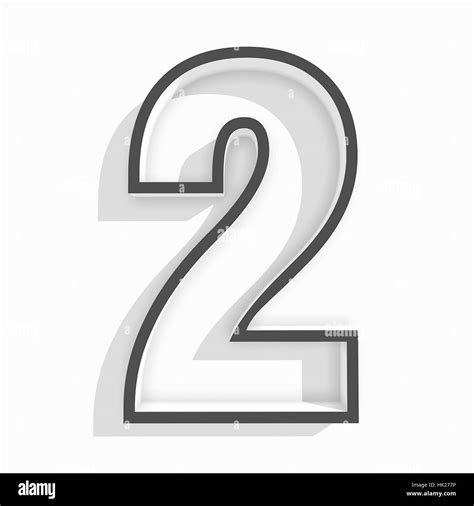 White Isolated Number 2 Two In White Background With Shadow Stock Photo