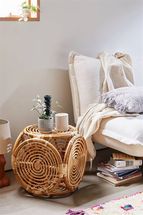 Concentric Rattan Stool Best Rattan Indoor Furniture Popsugar Home