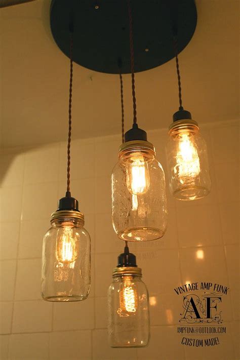 Mason Jar Chandelier Vintage Industrial Antique Edison Bulb Mason Jar