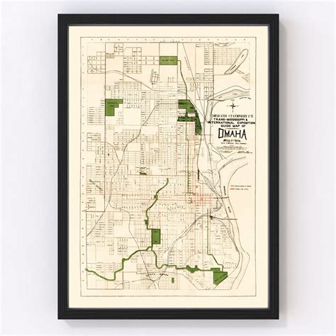 Omaha Map 1898 Old Map of Omaha Nebraska Art Vintage Print Framed ...