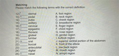 Matching Please Match The Following Terms With The Correct Definition