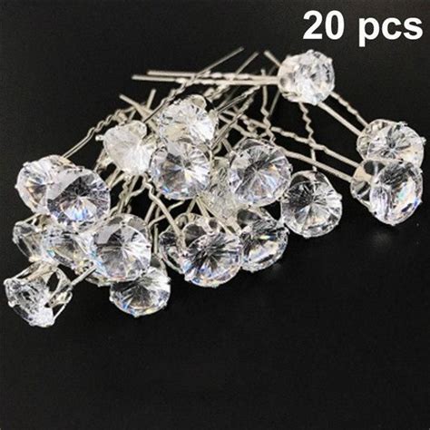 20pcs Lot Wedding Bridal Clear Crystal Rhinestone Rose Flower Hair Pins