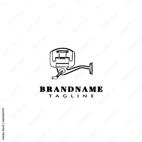 fishing reel logo cartoon design template icon black isolated vector ...