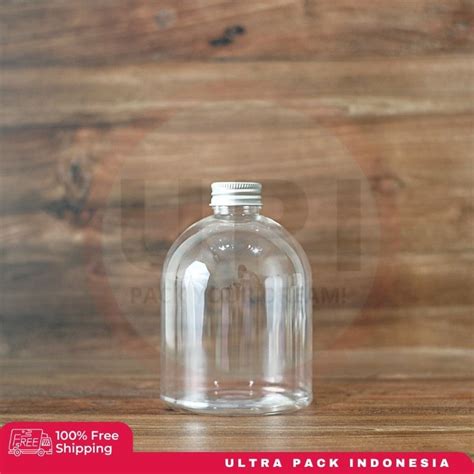 Jual BOTOL PET HS BULAT 500ML CLEAR TUTUP ULIR ALUMINIUM SILVER FOOD