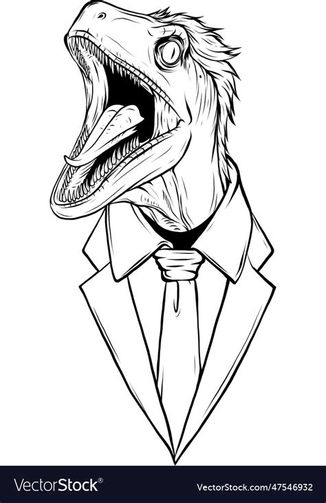 Hand Drawn Of A Raptor Dinosaur Royalty Free Vector Image