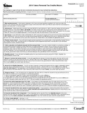 Fillable Online Td Ws Worksheet For The Personal Tax Credits