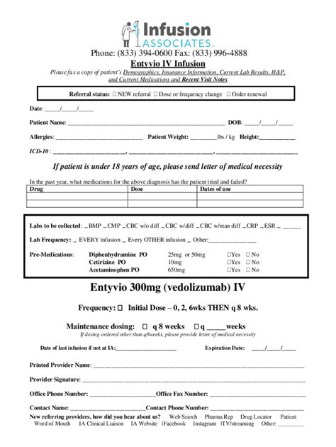 Fillable Online Entyvio Iv Infusion Referral Form 2023 for Medications ...