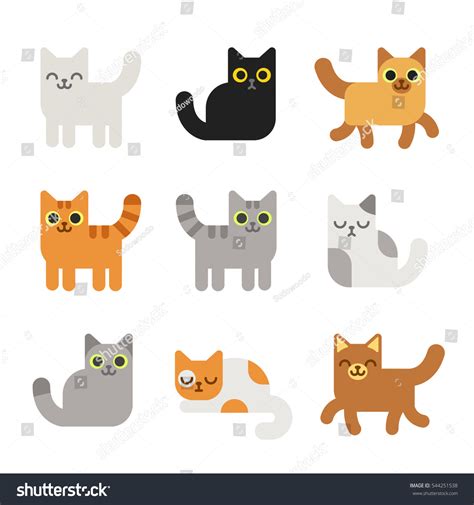 Different Cartoon Cats Set Simple Modern Ilustrações Stock 544251538