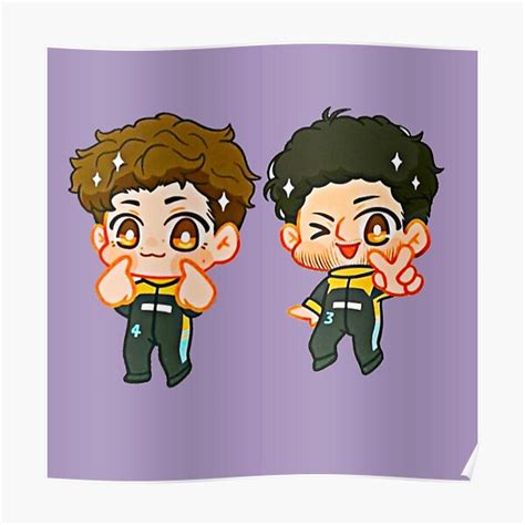 Lando Norris And Daniel Ricciardo Cute Illustration Poster For Sale