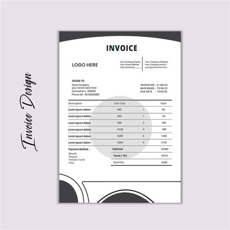 Premium Vector Creative Invoice Design Template