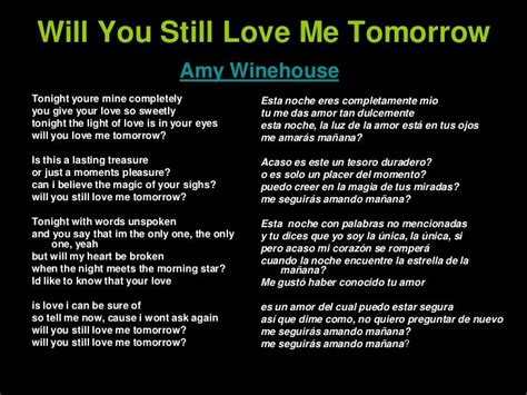 Will you still love me tomorrow