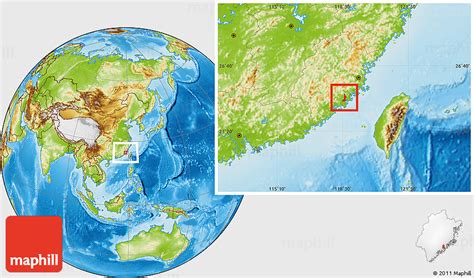 Physical Location Map of Quanzhou Shi