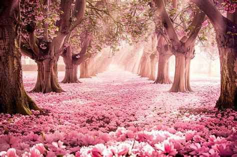 Pink Petal Paradise Cherry Blossom Bliss Premium Ai Generated Image