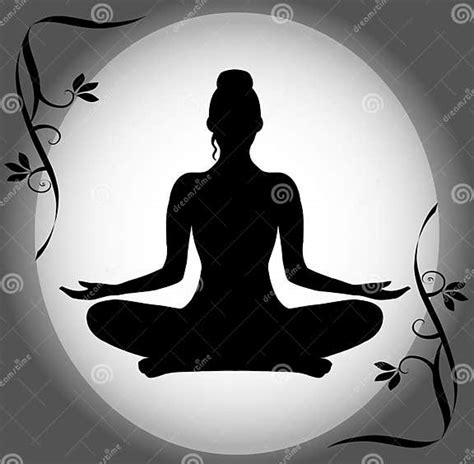 Silhouette Of A Woman In The Lotus Position Stock Illustration