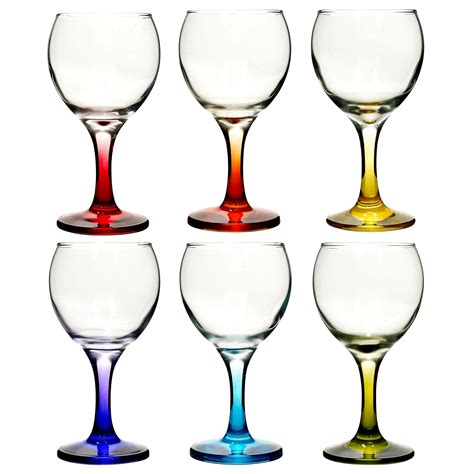 Coloured 6pc Set 210ml Cocktail Stem Wine Glasses Red White Wedding Dinner Party Ebay