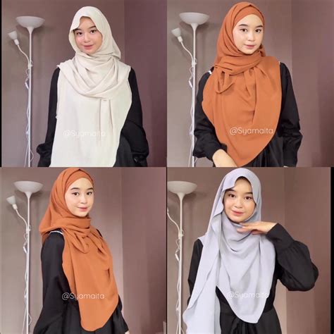 Jual Syamaita Hijria Pashmina Curve Hijab Syari Jumbo Malay Material