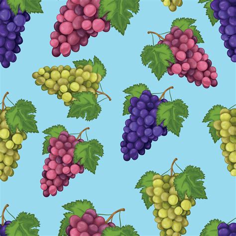 grape seamless pattern   image  green  blue grapes grape