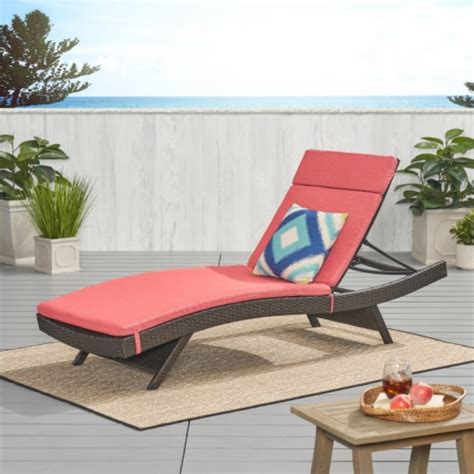 Gdfstudio Lakeport Outdoor Adjustable Chaise Lounge Chair With Cushion