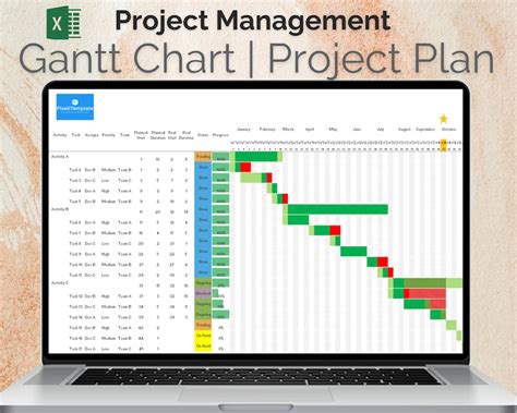 Gantt Chart & Project Plan Project Management Template Microsoft Excel ...