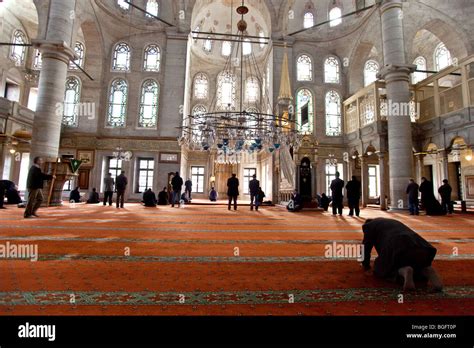 Muslims Praying In Eyup Sultan Camii Mosque Eyup Istanbul Turkey