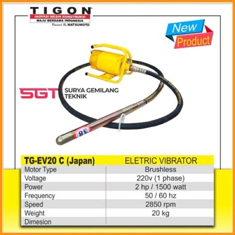 Jual Mesin Vibrator Elektrik Beton Concrete Tigon Komplit Selang Mtr