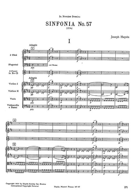 Haydn Franz Josef Symphony No 57 In D Major Hob I 57 For Orchestra