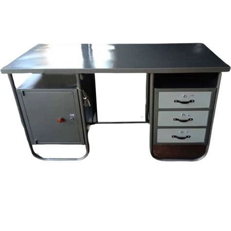 Mild Steel Rectangular Ms Double Box Metal Top Office Table With