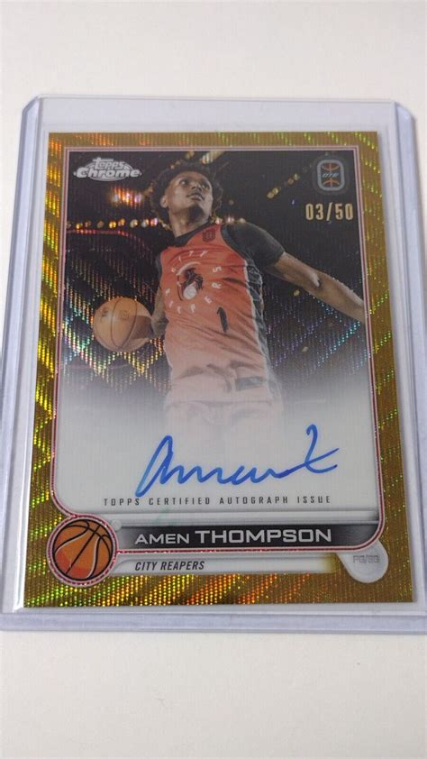 Topps Chrome Ote Amen Thompson Gold Wave Auto Rookie Card Ebay